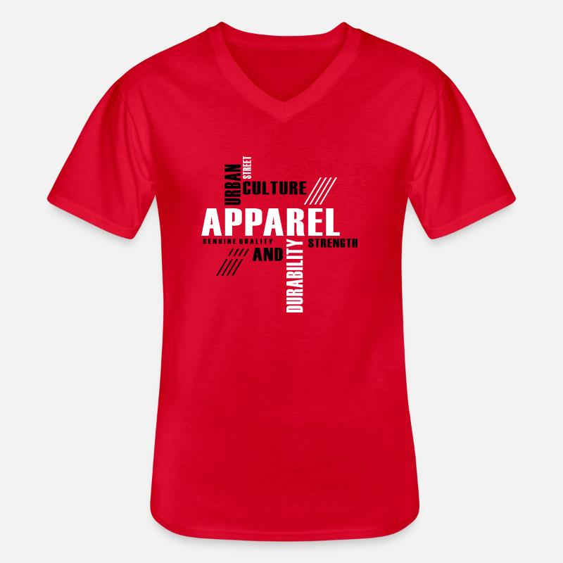 AUTHENTISCHE URBANE KULTUR - Männer-T-Shirt mit V-Ausschnitt - Rot