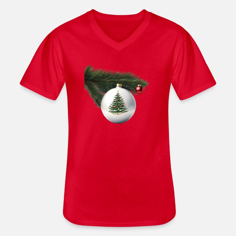 Weihnachtskugel mit Tannenzweig - Männer-T-Shirt mit V-Ausschnitt - Rot
