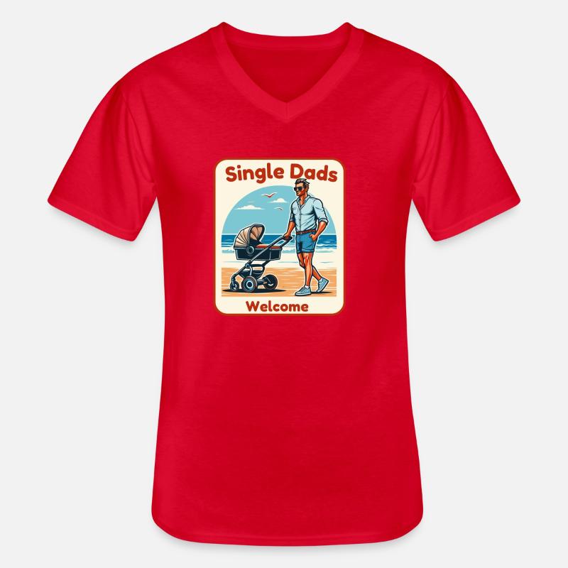 Single Dads Welcome - Männer-T-Shirt mit V-Ausschnitt - Rot