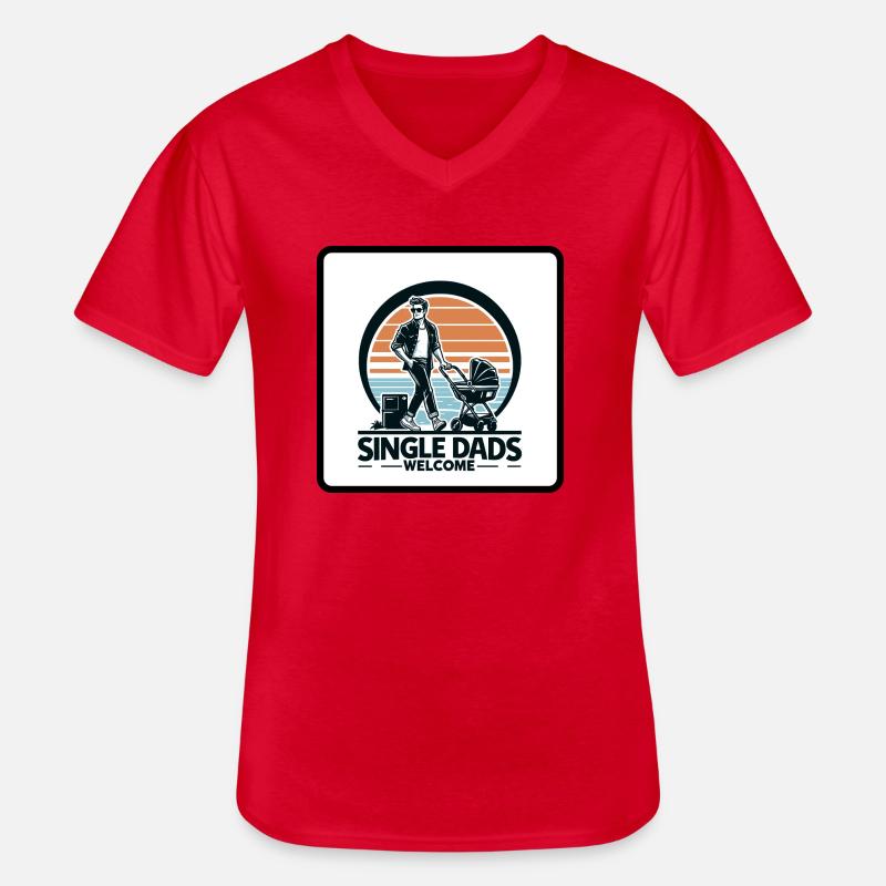 Single Dads Welcome - Männer-T-Shirt mit V-Ausschnitt - Rot
