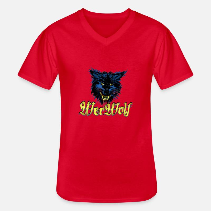 WERWOLFE in the blue - Männer-T-Shirt mit V-Ausschnitt - Rot
