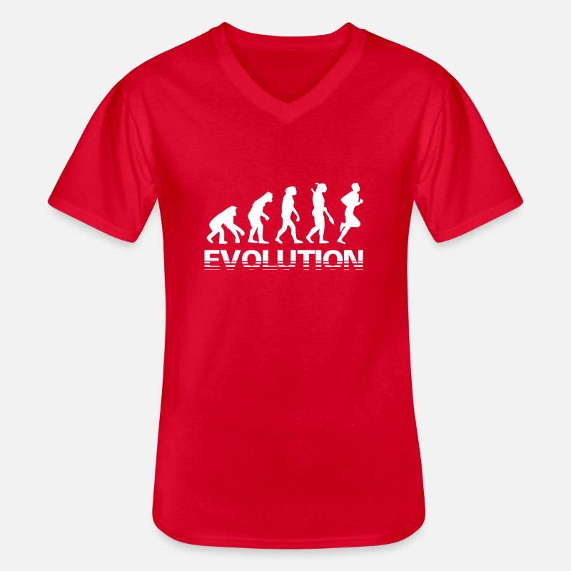 Laufen Evolution Geschichte Joggen - Männer-T-Shirt mit V-Ausschnitt - Rot