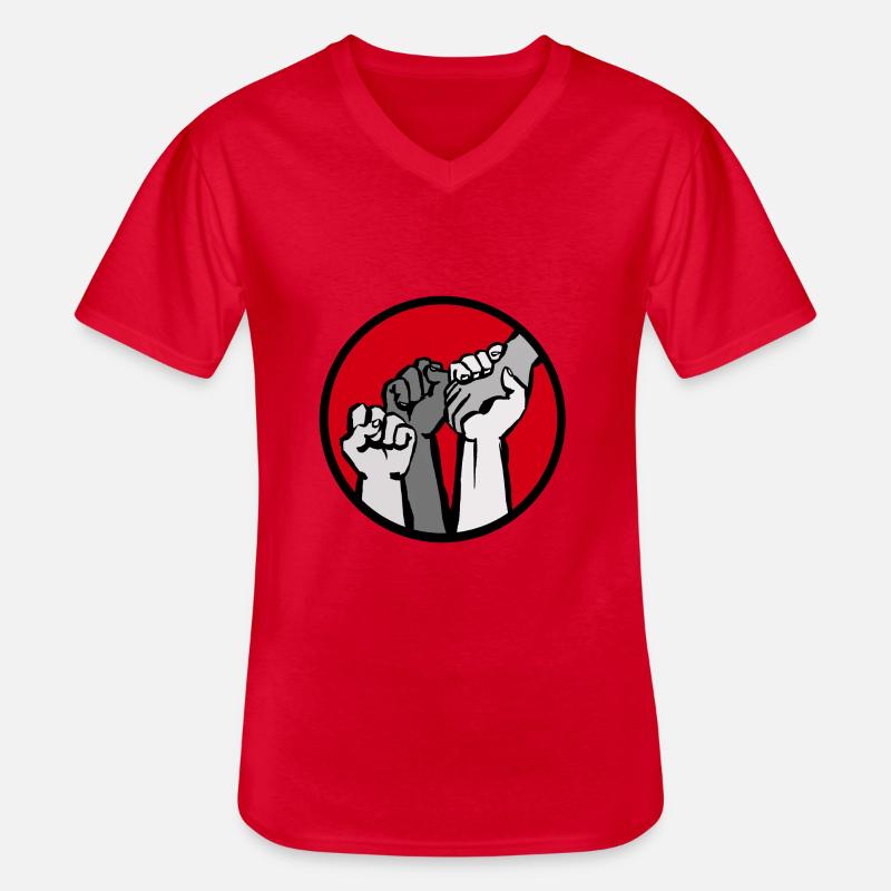 Fäuste3C - Männer-T-Shirt mit V-Ausschnitt - Rot
