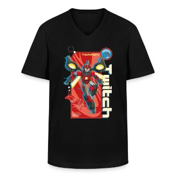 Transformers Earth Spark Charakter Terran Twitch - Männer-T-Shirt mit V-Ausschnitt - Schwarz - Vorne - AI Model Male 178 dark (178cm)
