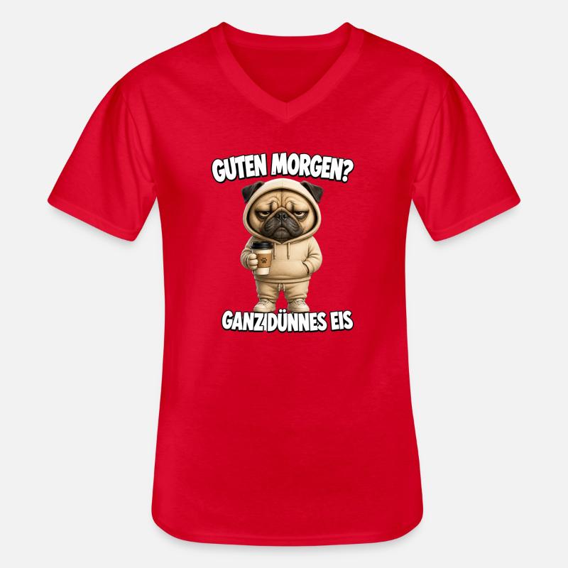 Lustiges Morgenmuffel Design mit Kaffee - Männer-T-Shirt mit V-Ausschnitt - Rot