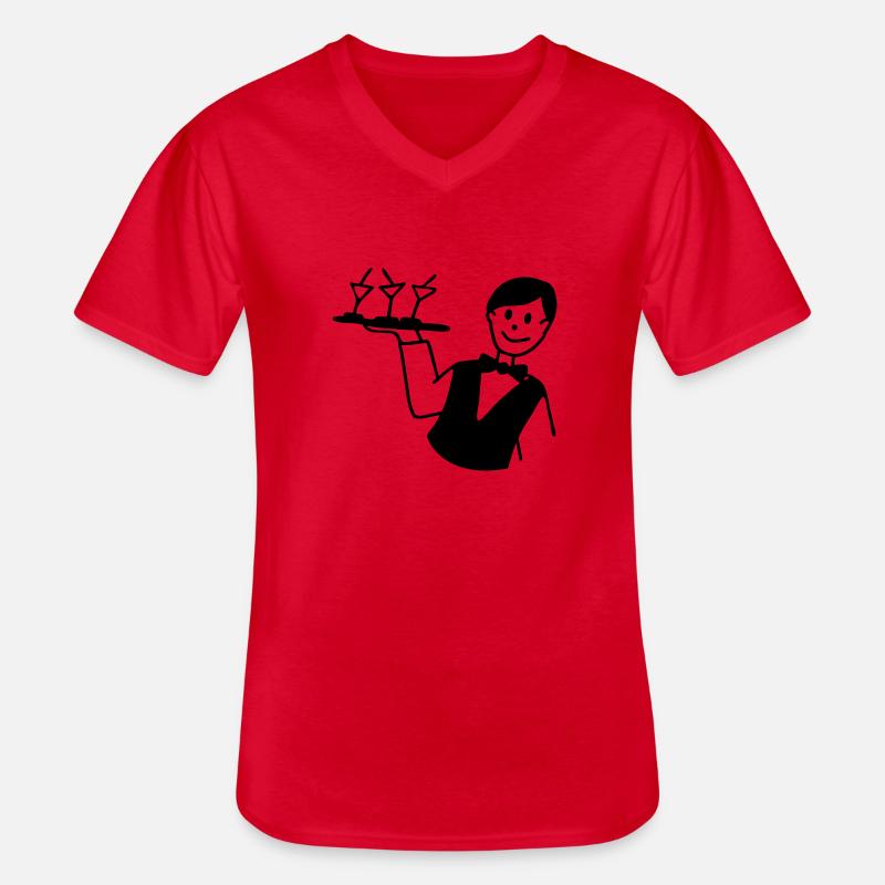 Kellner - Männer-T-Shirt mit V-Ausschnitt - Rot