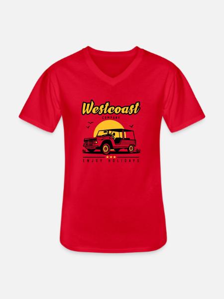 Westcoast Company - T-shirt col V Homme - rouge