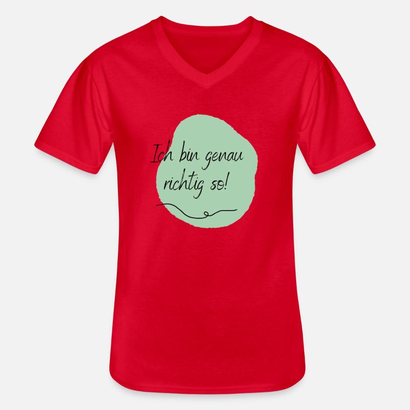 Ich bin genau richtig so! - Männer-T-Shirt mit V-Ausschnitt - Rot