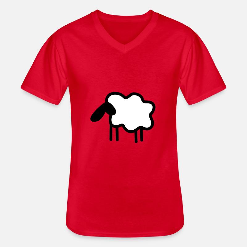 Schaf Wolle Schäfchen - Männer-T-Shirt mit V-Ausschnitt - Rot