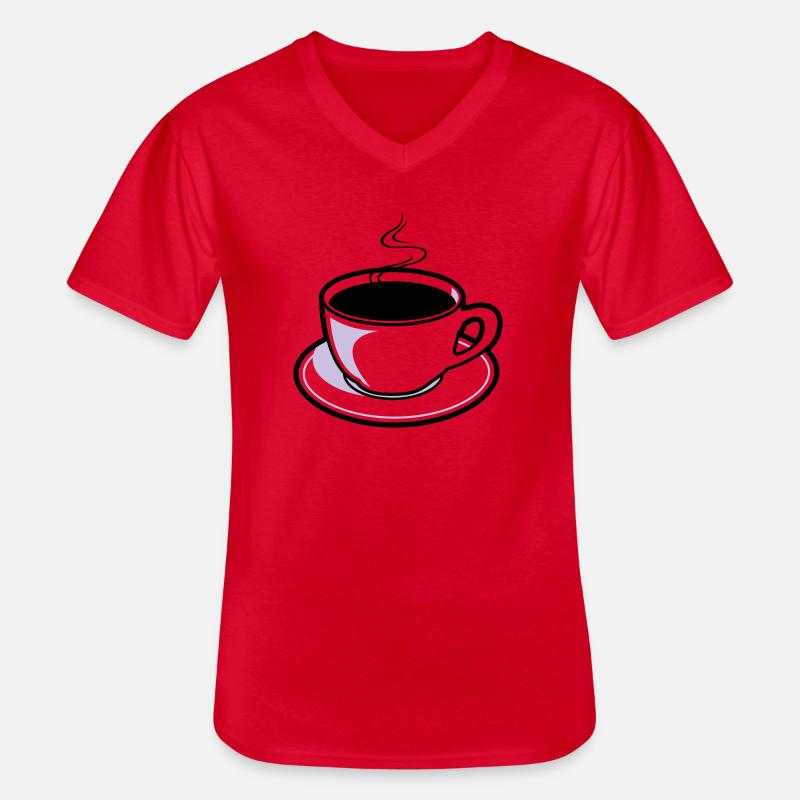 Kaffee, Tasse, Koffein - Männer-T-Shirt mit V-Ausschnitt - Rot