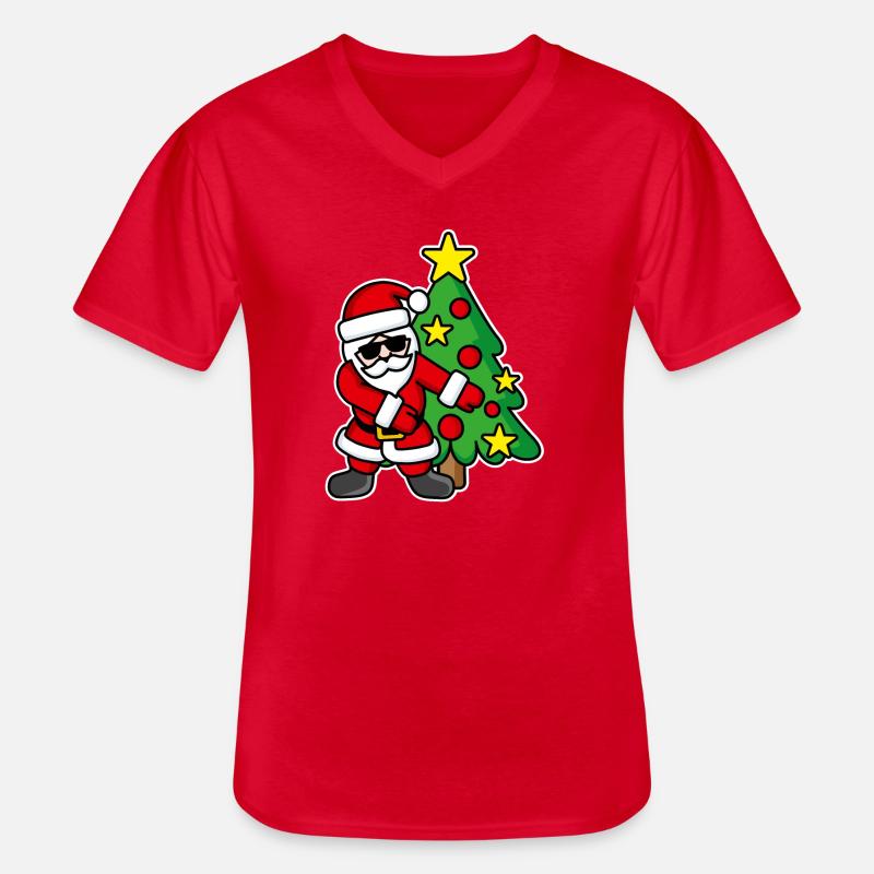 Weihnachtsmann-Weihnachtsbaum FLOSS DANCE FLOSSING - Männer-T-Shirt mit V-Ausschnitt - Rot