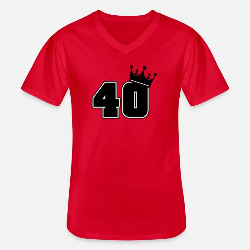 40 - Männer-T-Shirt mit V-Ausschnitt - Rot