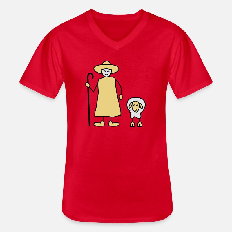schaefer schafe tier beruf - Männer-T-Shirt mit V-Ausschnitt - Rot