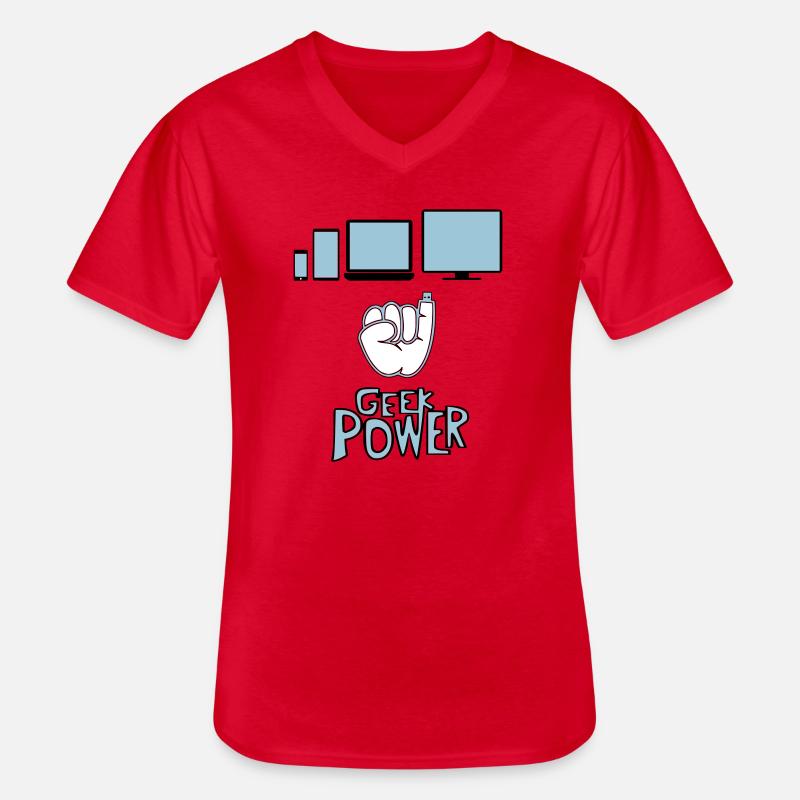 Geek - Men's V-Neck T-Shirt - red