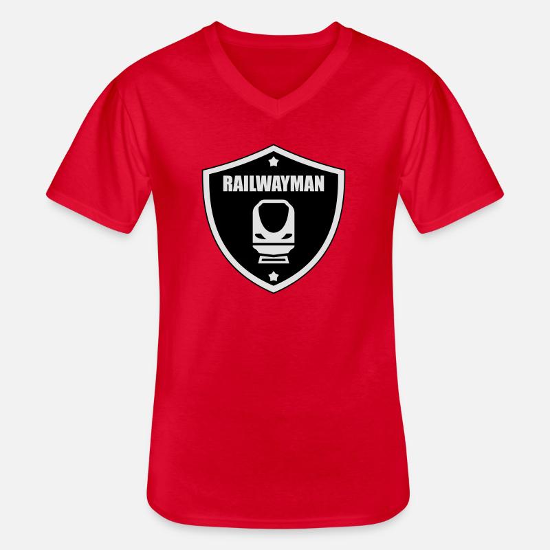 Eisenbahner / Eisenbahnen / Eisenbahn / Bahn - Männer-T-Shirt mit V-Ausschnitt - Rot