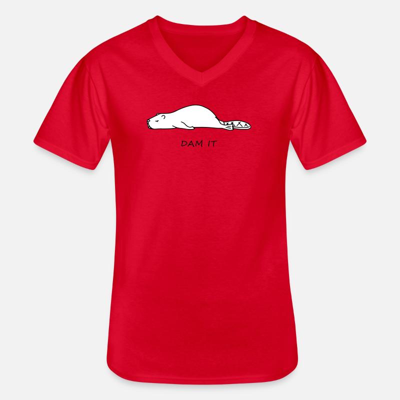 Lustiger Biber - Männer-T-Shirt mit V-Ausschnitt - Rot
