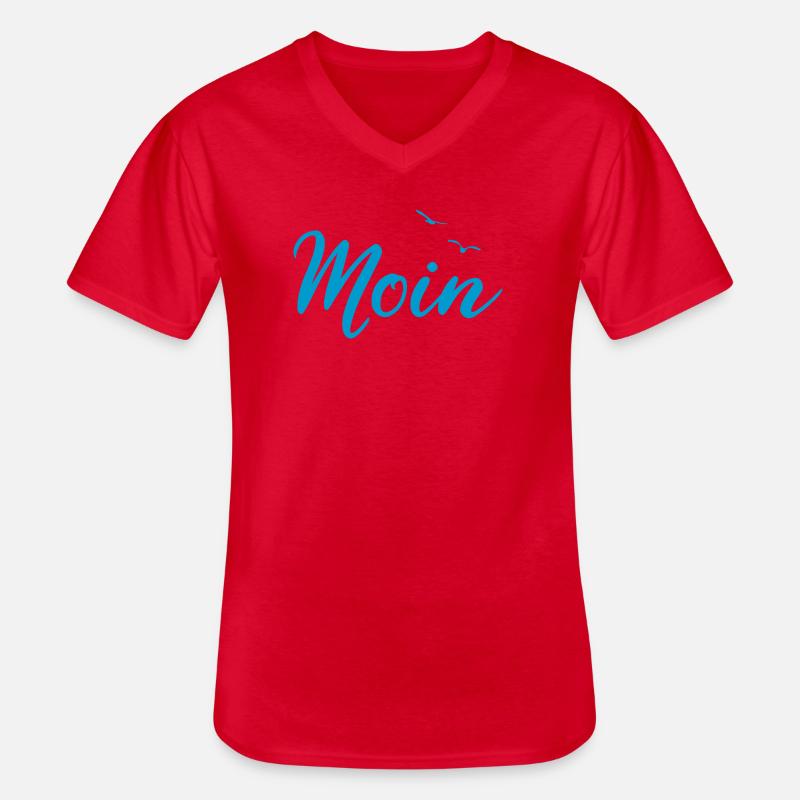 Moin - Spruch Design Geschenk - Männer-T-Shirt mit V-Ausschnitt - Rot