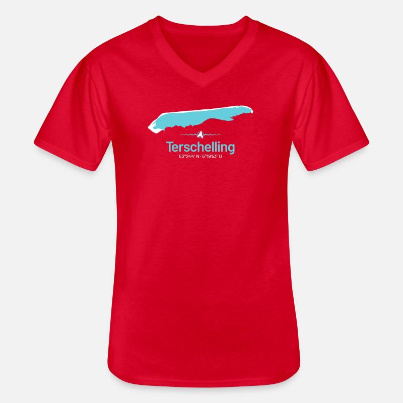 Terschelling | Design-Landkarte - Männer-T-Shirt mit V-Ausschnitt - Rot