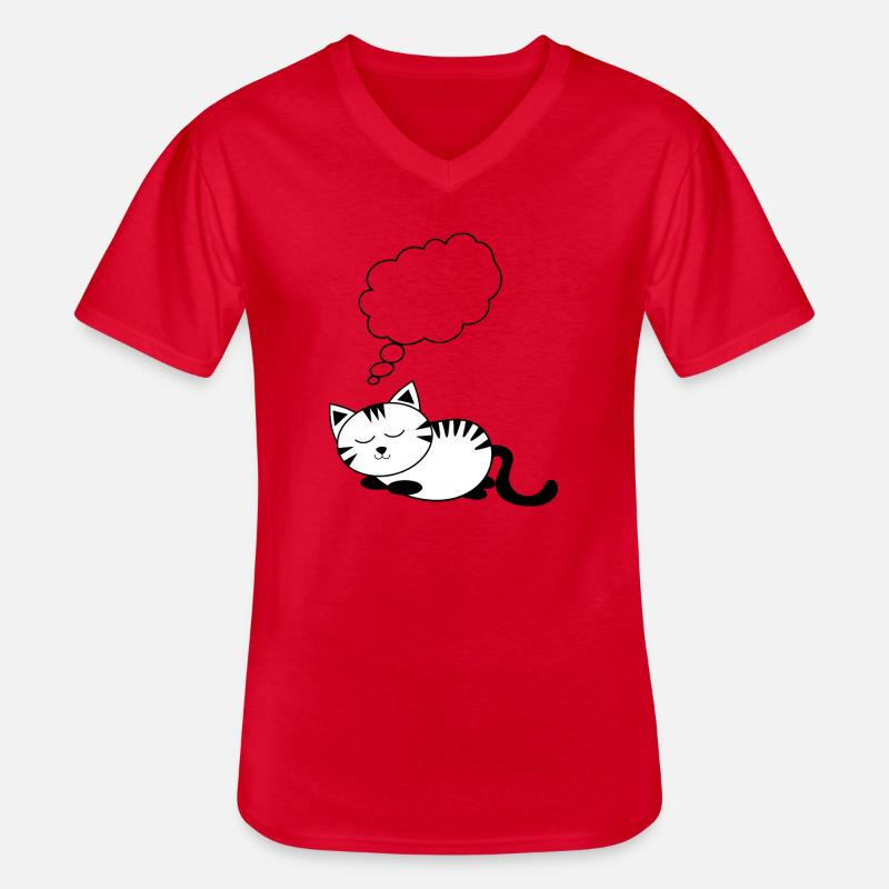Katze KätzchenTier Comic personalisierbar Geschenk - Männer-T-Shirt mit V-Ausschnitt - Rot
