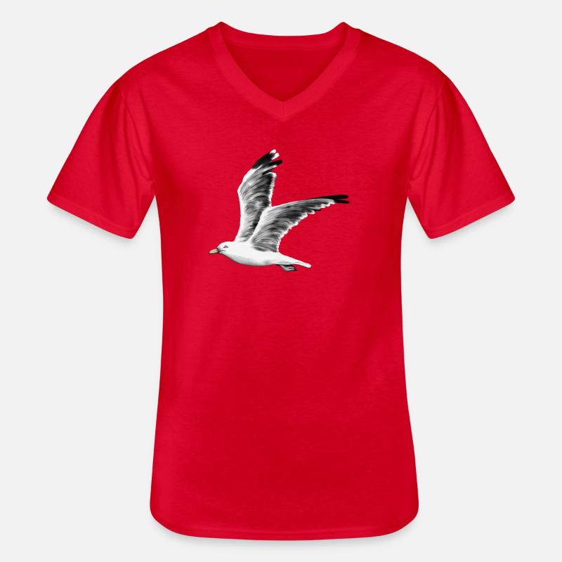 Möwe - Männer-T-Shirt mit V-Ausschnitt - Rot
