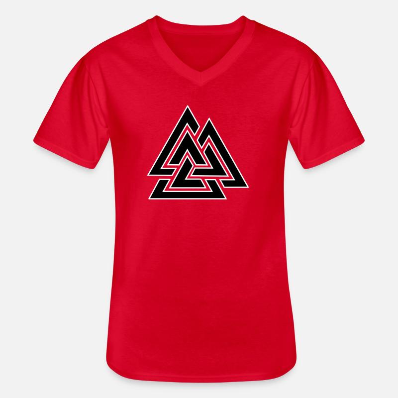 Triangular intertwined pattern - Men's V-Neck T-Shirt - red