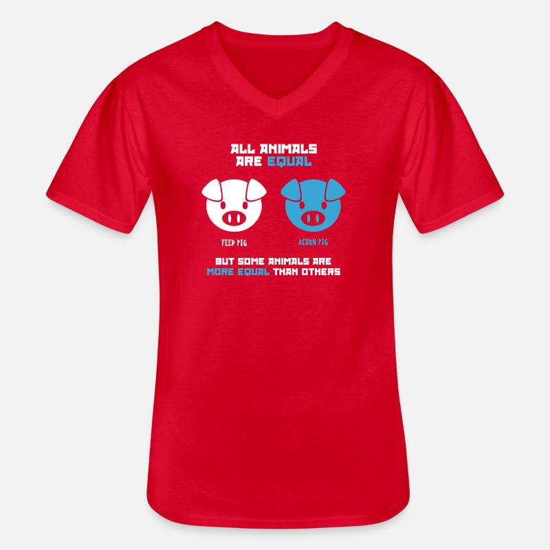 Futterschwein, Eichelschwein (dunkel) - Männer-T-Shirt mit V-Ausschnitt - Rot