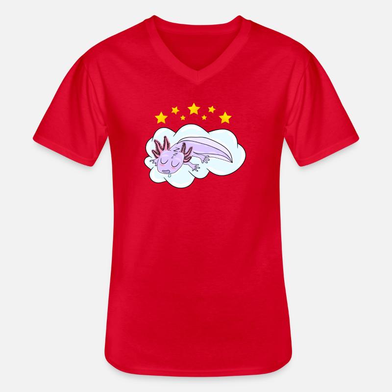 Schlafendes Oxolotl - Männer-T-Shirt mit V-Ausschnitt - Rot