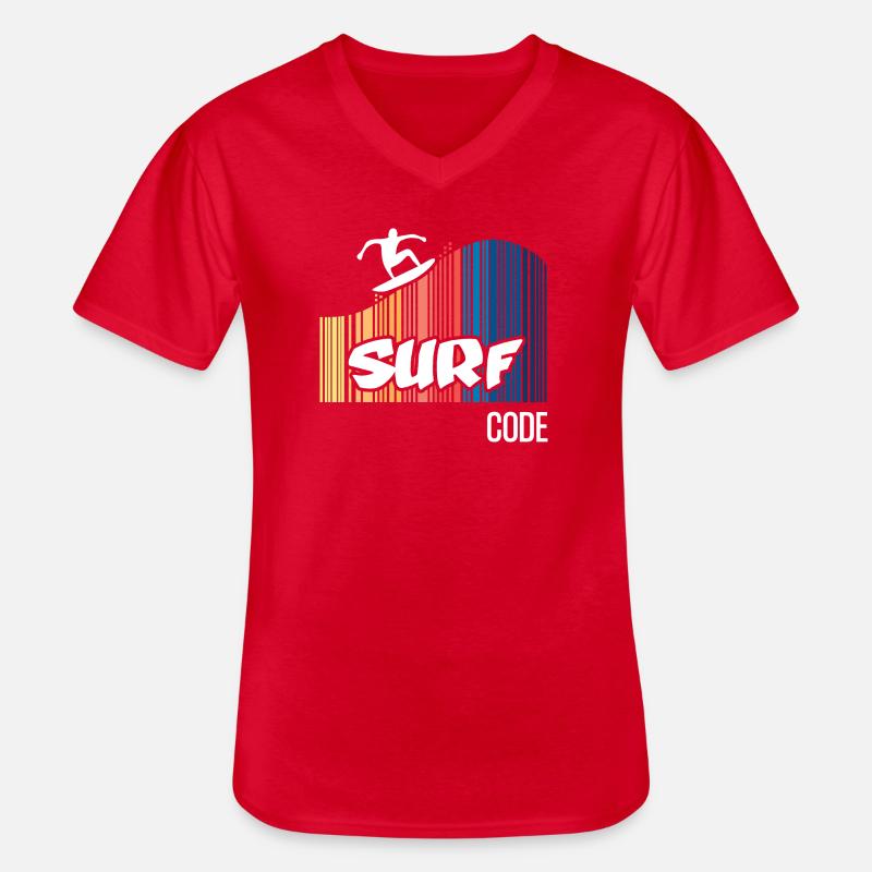 Code de surf (sombre) - T-shirt col V Homme - rouge