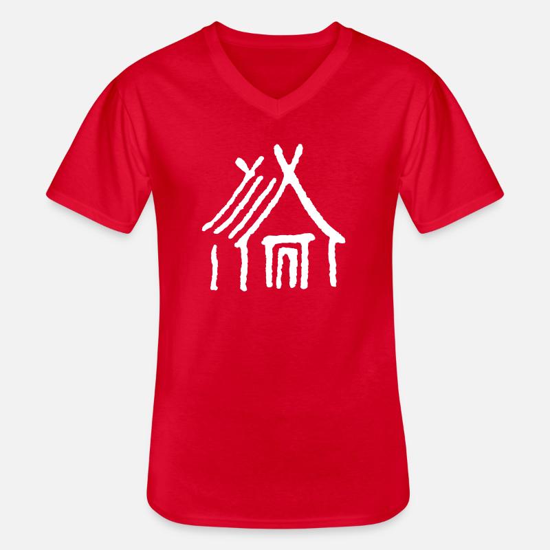 Walhalla - Männer-T-Shirt mit V-Ausschnitt - Rot