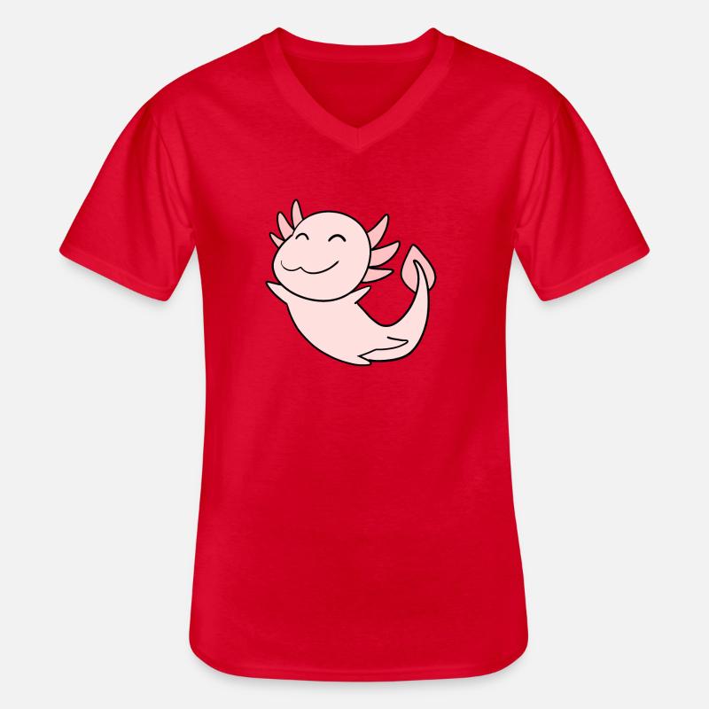 Süßes Axolotl Rosa - Männer-T-Shirt mit V-Ausschnitt - Rot