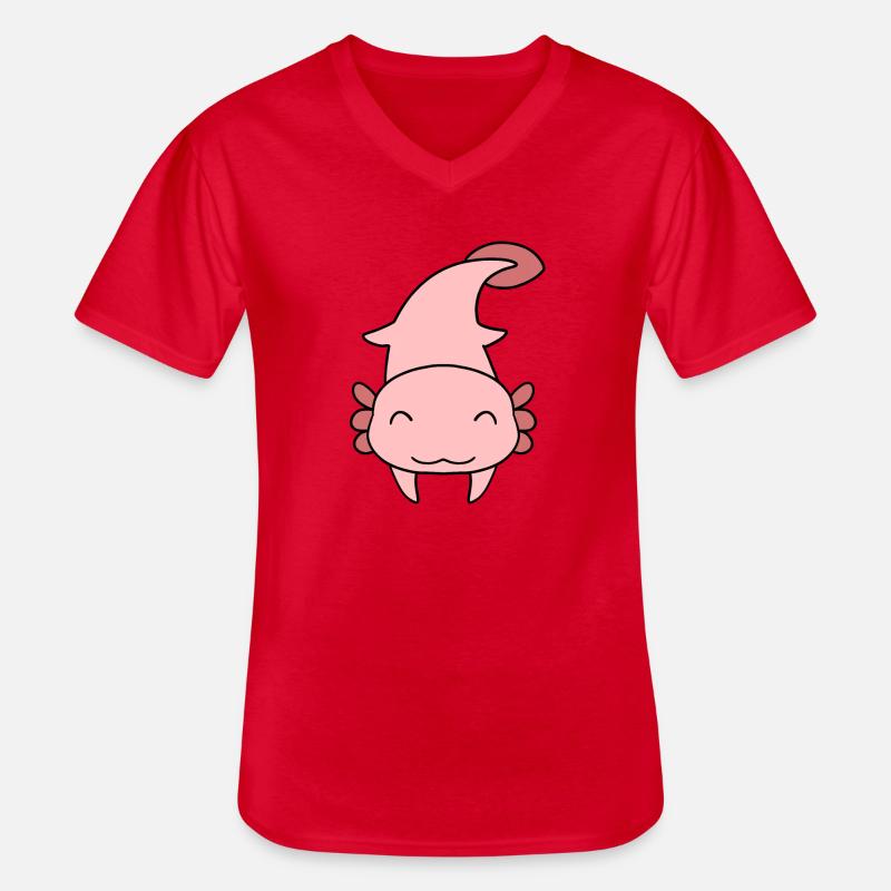 Süßes Axolotl - Männer-T-Shirt mit V-Ausschnitt - Rot