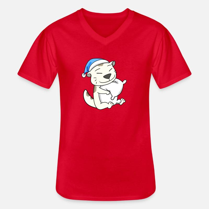 Katze Katzenrasse Devon Rex - Männer-T-Shirt mit V-Ausschnitt - Rot