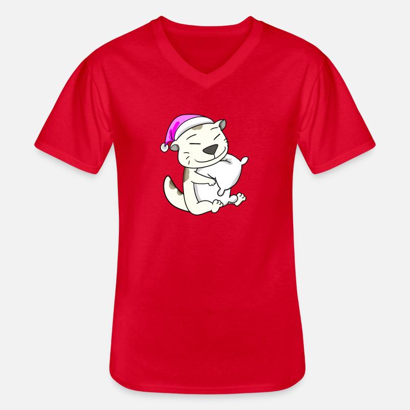 Katze Katzenrasse Devon Rex - Männer-T-Shirt mit V-Ausschnitt - Rot
