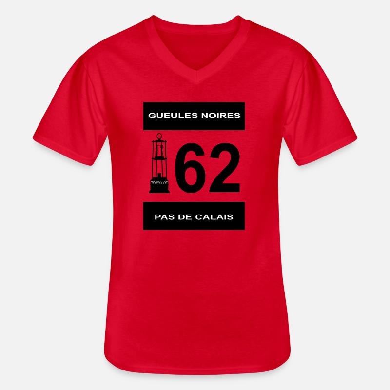 62 Pas de Calais - Männer-T-Shirt mit V-Ausschnitt - Rot