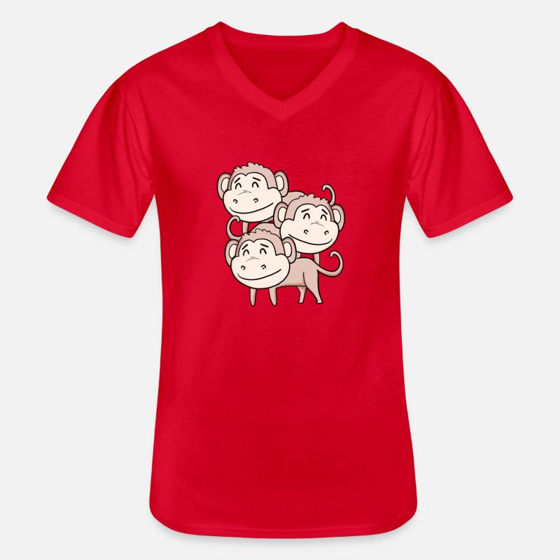 Niedliche Affen - Affe - Männer-T-Shirt mit V-Ausschnitt - Rot