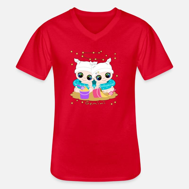 sternzeichen_gemini - Männer-T-Shirt mit V-Ausschnitt - Rot