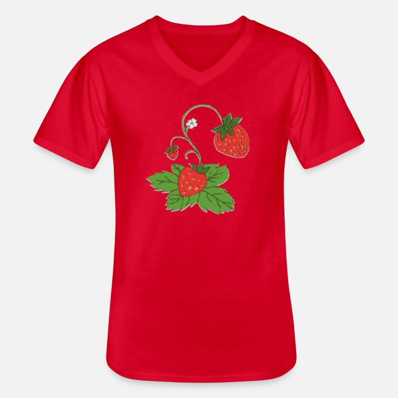erdbeerpflanze impressionismus - Männer-T-Shirt mit V-Ausschnitt - Rot