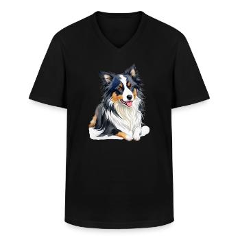 Border Collie - Männer-T-Shirt mit V-Ausschnitt - Schwarz - Vorne - AI Model Male 178 dark (178cm)