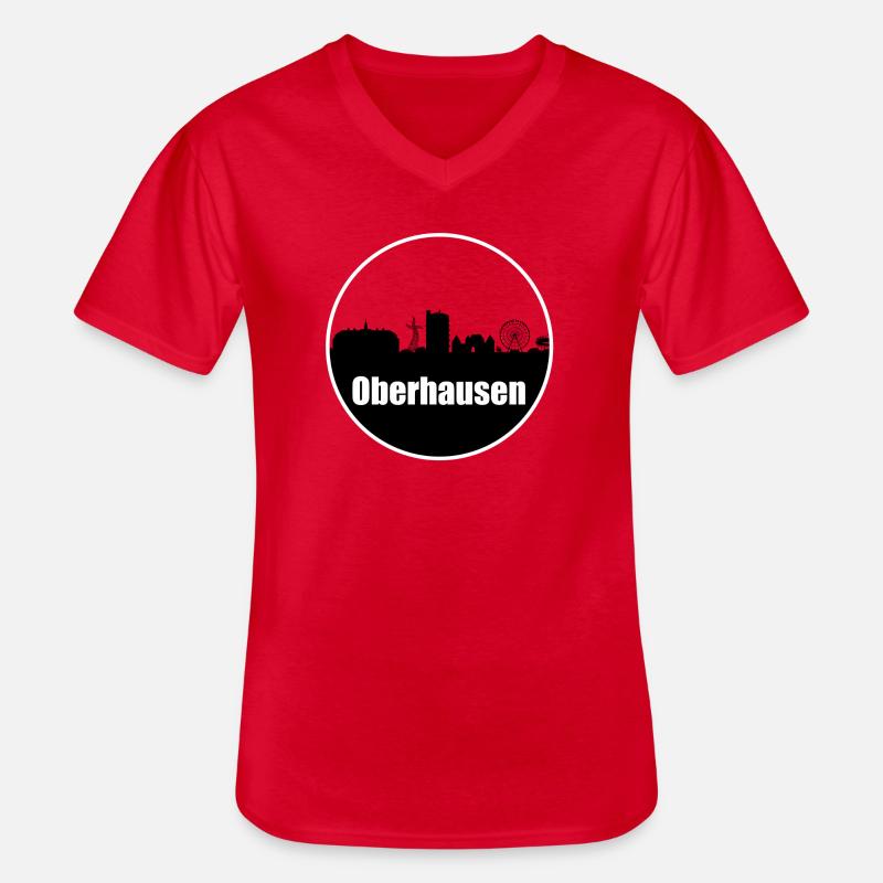 Oberhasuen Transparenz Skyline - Männer-T-Shirt mit V-Ausschnitt - Rot