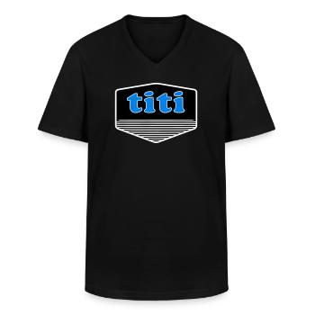 Titi - T-shirt col V Homme - noir - Devant - AI Model Male 178 dark (178cm)