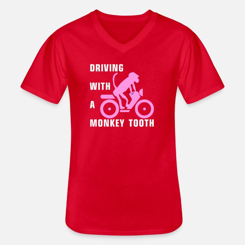Driving with a monkey tooth - Affenzahn - Männer-T-Shirt mit V-Ausschnitt - Rot