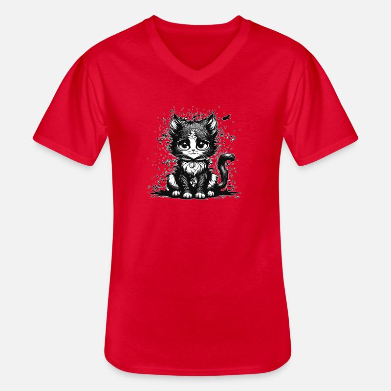 Träumende Manga Comic Katze - Männer-T-Shirt mit V-Ausschnitt - Rot