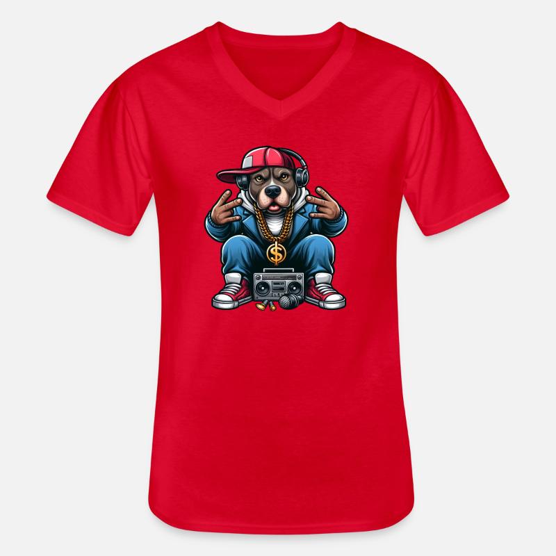 Pitbull Der DJ - Männer-T-Shirt mit V-Ausschnitt - Rot
