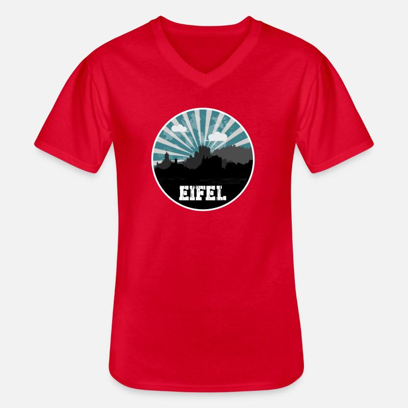 Eifel Skyline Blue Hour - Männer-T-Shirt mit V-Ausschnitt - Rot