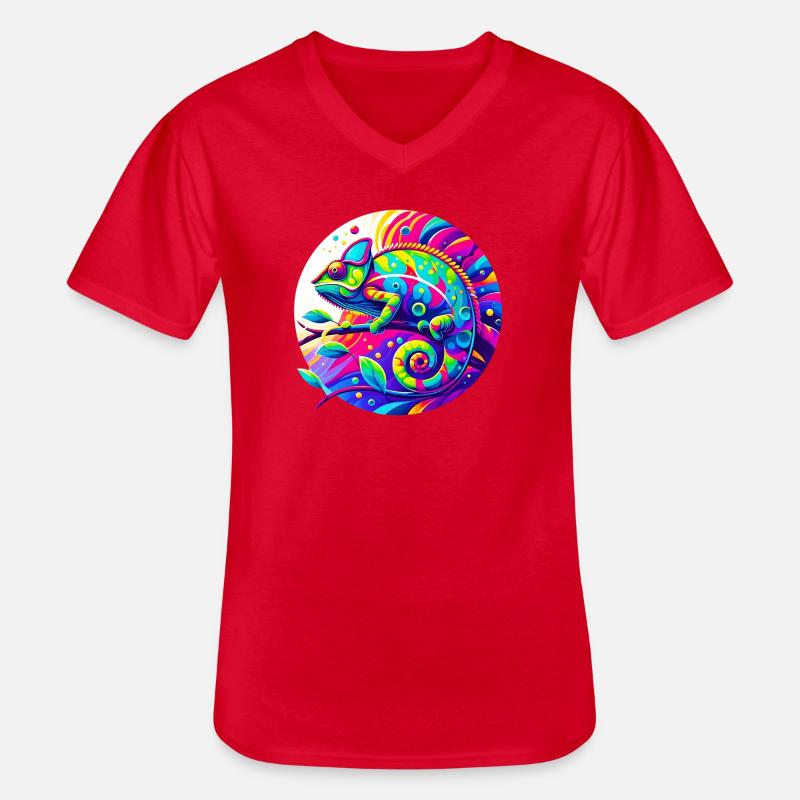 Chamäleon - Männer-T-Shirt mit V-Ausschnitt - Rot