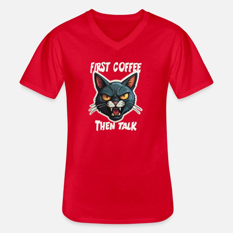 First Coffee then Talk - Männer-T-Shirt mit V-Ausschnitt - Rot