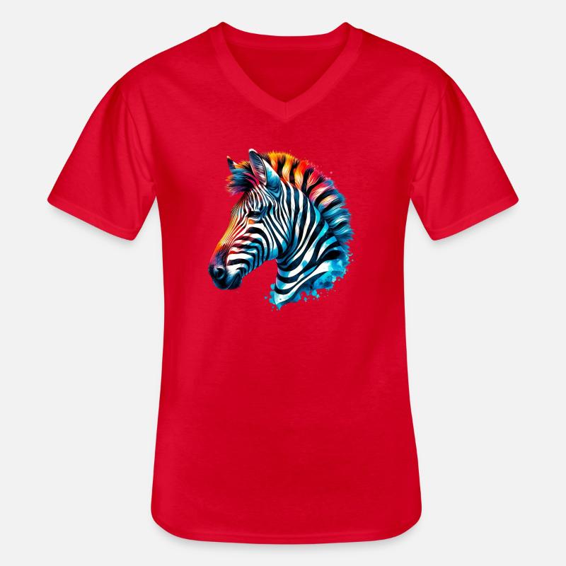Zebra - Männer-T-Shirt mit V-Ausschnitt - Rot