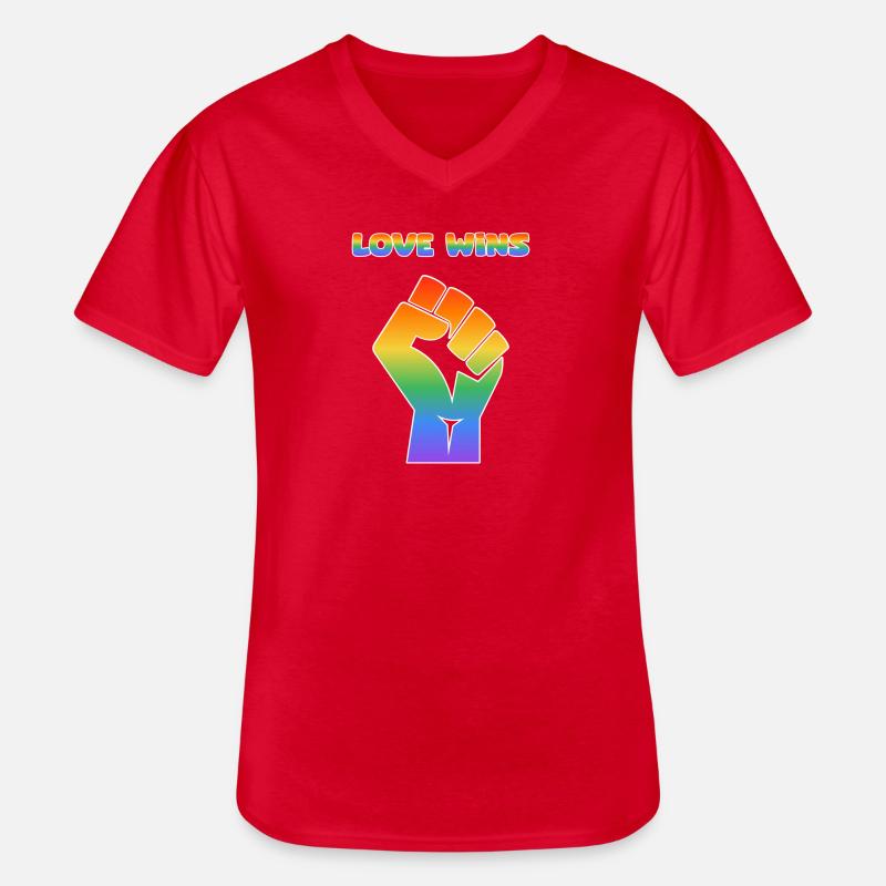 Regenbogenfaust – Liebe gewinnt - Männer-T-Shirt mit V-Ausschnitt - Rot