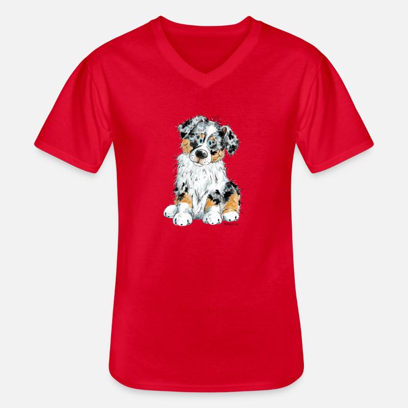 Australian Shepherd Hund Aussie - Männer-T-Shirt mit V-Ausschnitt - Rot