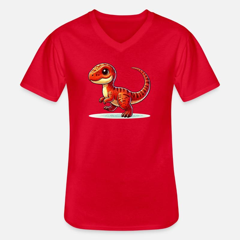 Dinosaurier - Männer-T-Shirt mit V-Ausschnitt - Rot
